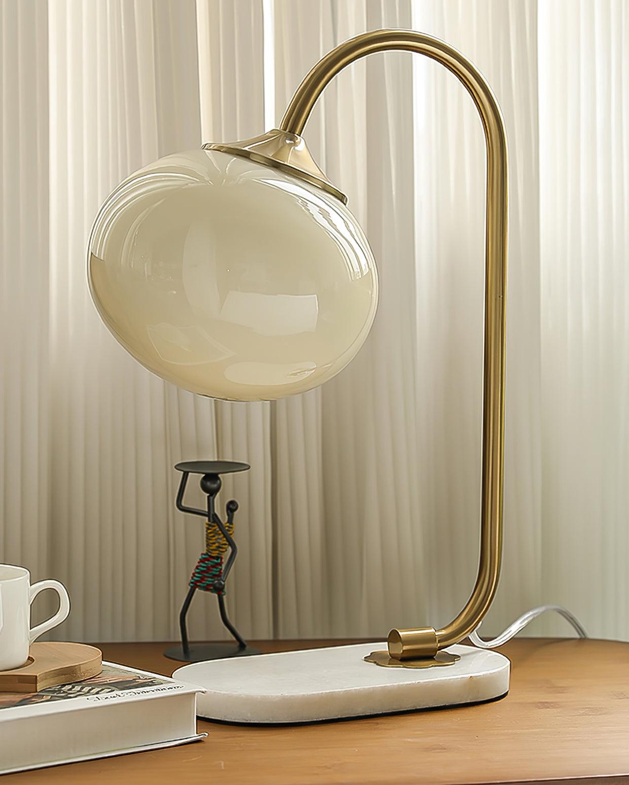 Elegant Geometric Table Lamp with Pink Glass Shade and Marble Base Gold Finish