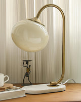 Elegant Geometric Table Lamp with Pink Glass Shade and Marble Base Gold Finish