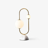 Martha Modern Gold Task Lamp with Double Glass Shades and White Marble Base