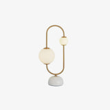 Martha Modern Gold Task Lamp with Double Glass Shades and White Marble Base