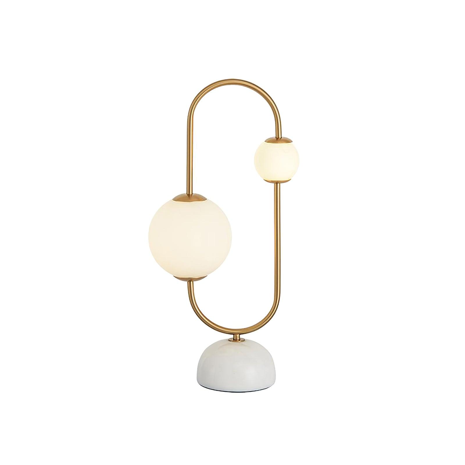 Martha Modern Gold Task Lamp with Double Glass Shades and White Marble Base