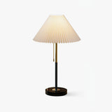 Elegant Pleated Fabric Table Lamp with Solid Marble Base Modern Nightstand Lighting for Living Room