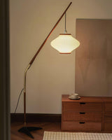 Matsusu Modern Wood and Brass Standing Floor Lamp with Ash Wood Finishes