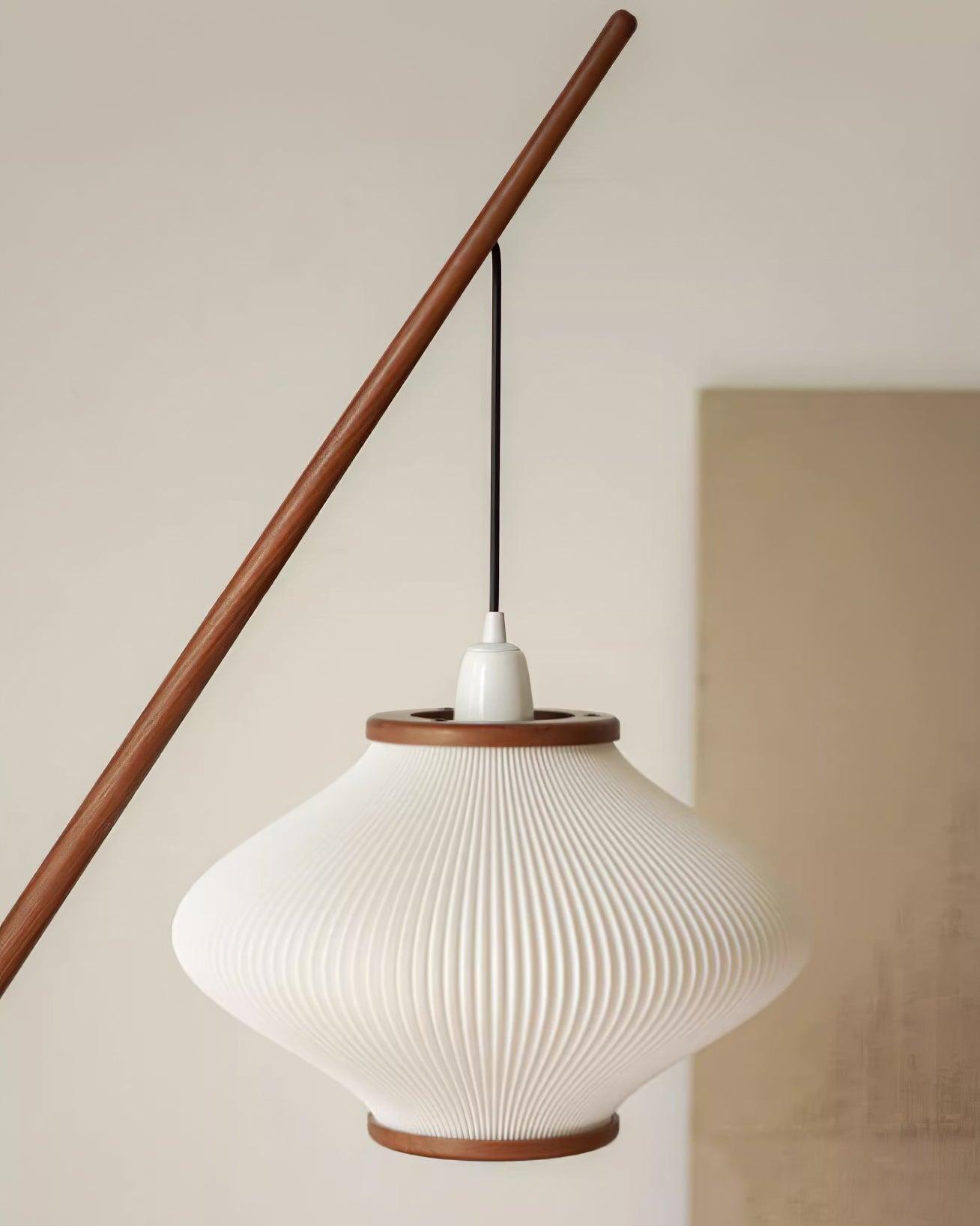 Matsusu Modern Wood and Brass Standing Floor Lamp with Ash Wood Finishes