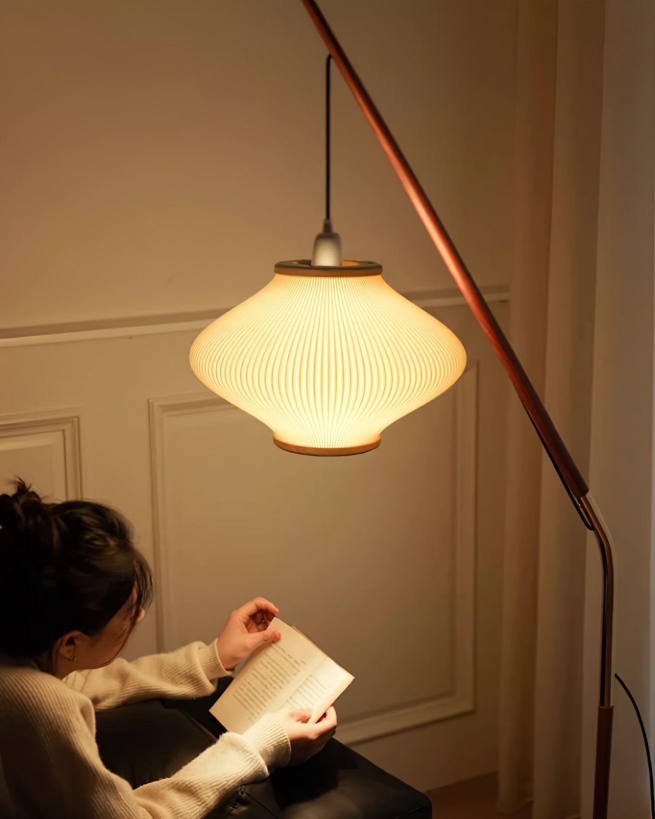 Matsusu Modern Wood and Brass Standing Floor Lamp with Ash Wood Finishes