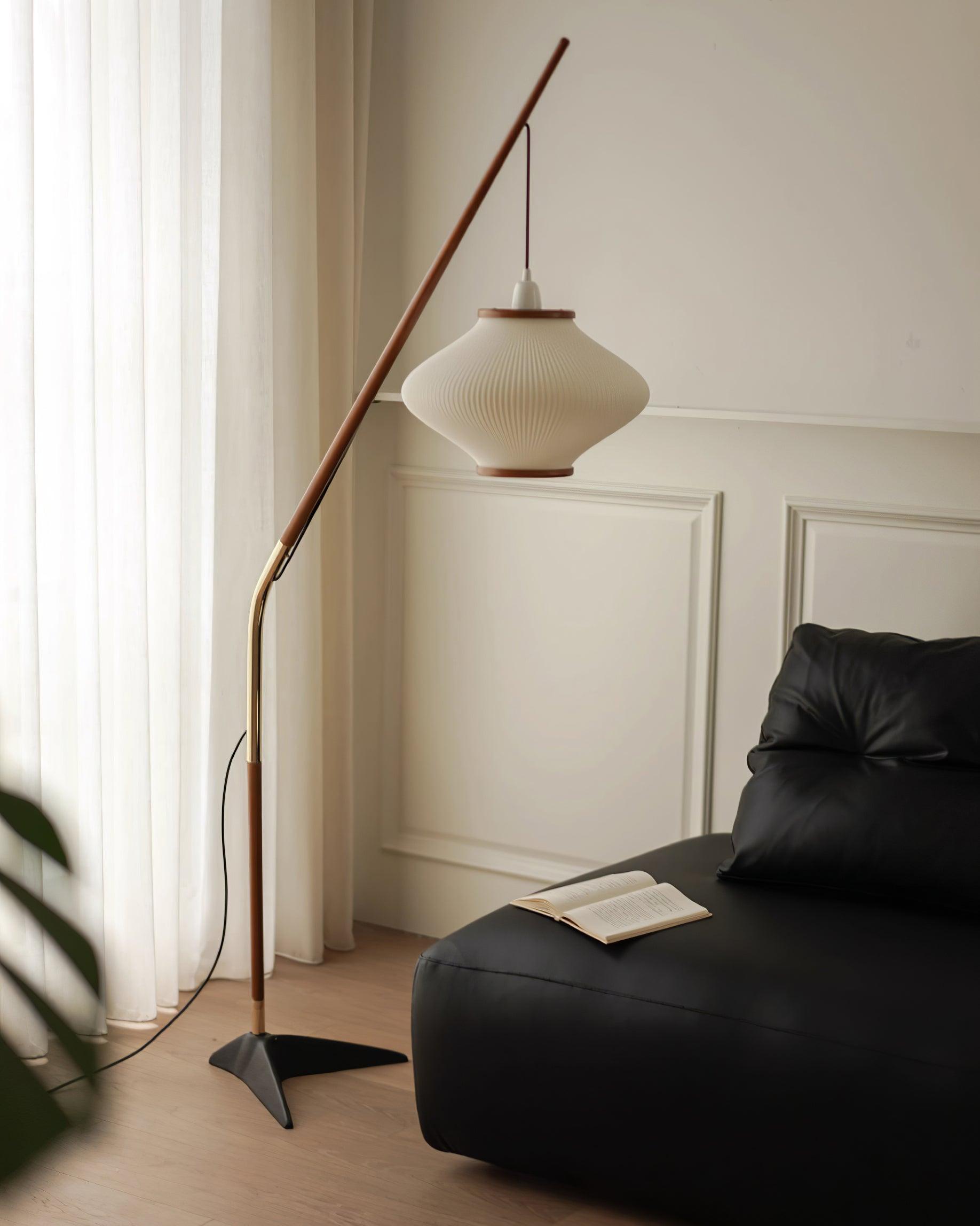 Matsusu Modern Wood and Brass Standing Floor Lamp with Ash Wood Finishes