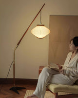Matsusu Modern Wood and Brass Standing Floor Lamp with Ash Wood Finishes