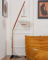 Matsusu Modern Wood and Brass Standing Floor Lamp with Ash Wood Finishes