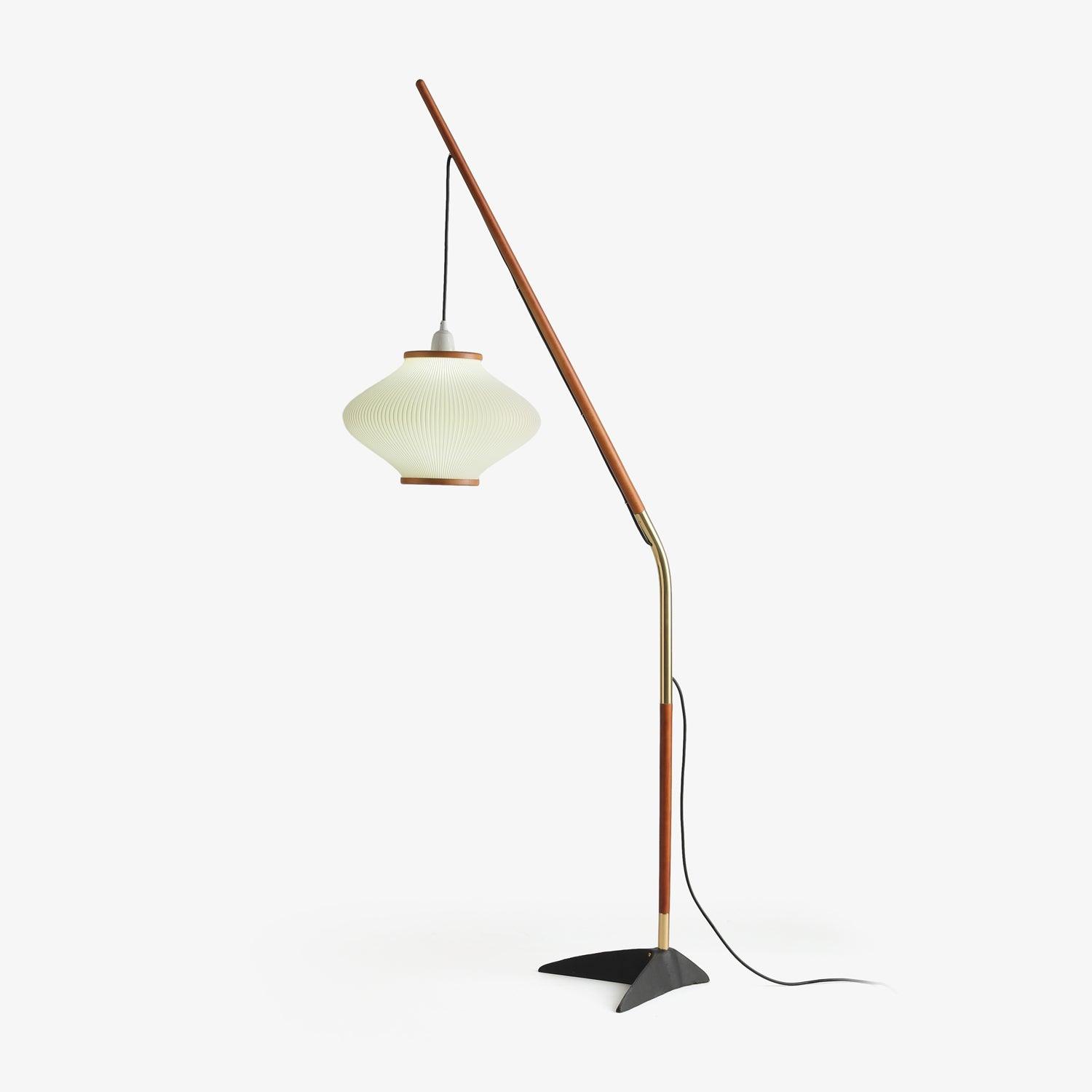 Matsusu Modern Wood and Brass Standing Floor Lamp with Ash Wood Finishes