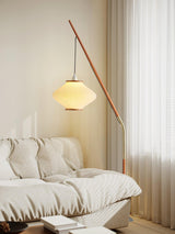 Matsusu Modern Wood and Brass Standing Floor Lamp with Ash Wood Finishes