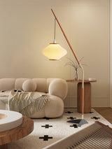 Matsusu Modern Wood and Brass Standing Floor Lamp with Ash Wood Finishes