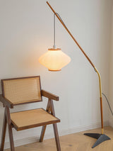Matsusu Modern Wood and Brass Standing Floor Lamp with Ash Wood Finishes