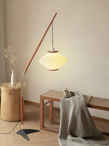 Matsusu Modern Wood and Brass Standing Floor Lamp with Ash Wood Finishes