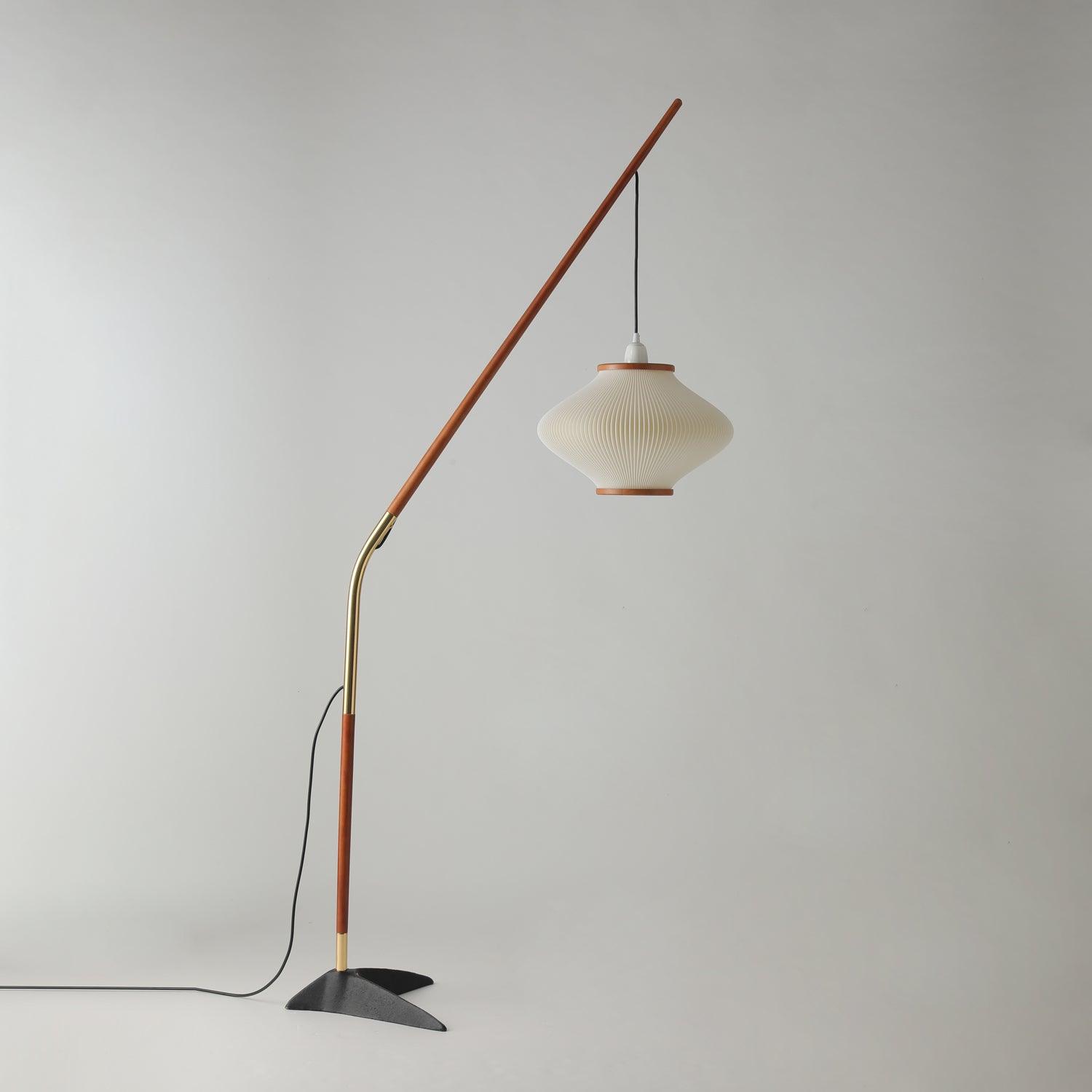 Matsusu Modern Wood and Brass Standing Floor Lamp with Ash Wood Finishes