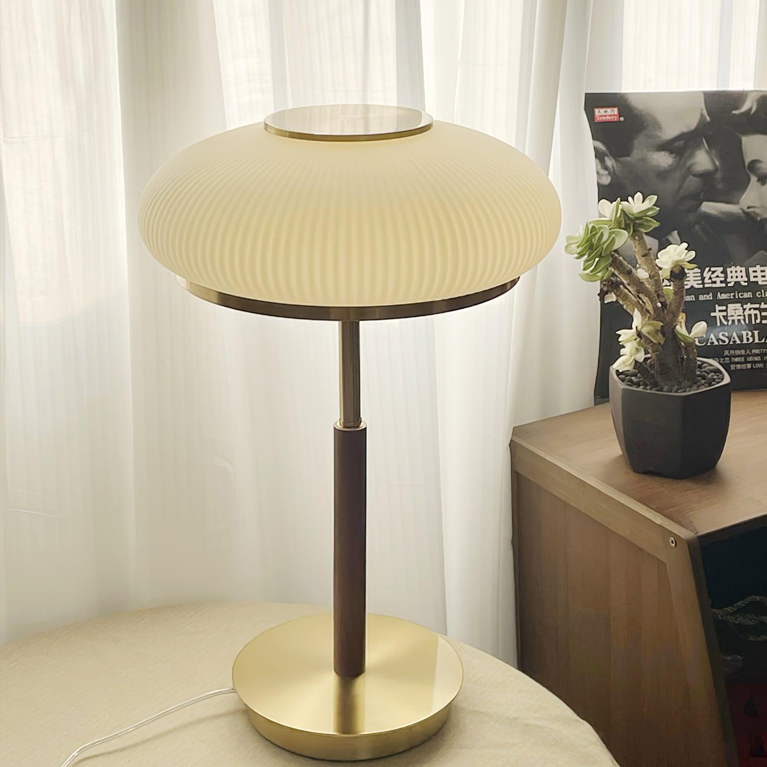 Modern Matsutake Mushroom Task Lamp Elegant Gold and White Glass Table Light for Bedside and Office
