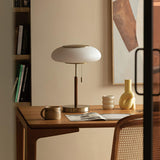 Modern Matsutake Mushroom Task Lamp Elegant Gold and White Glass Table Light for Bedside and Office