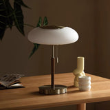 Modern Matsutake Mushroom Task Lamp Elegant Gold and White Glass Table Light for Bedside and Office