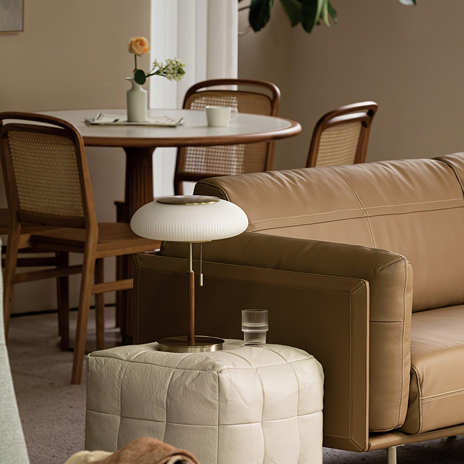 Modern Matsutake Mushroom Task Lamp Elegant Gold and White Glass Table Light for Bedside and Office