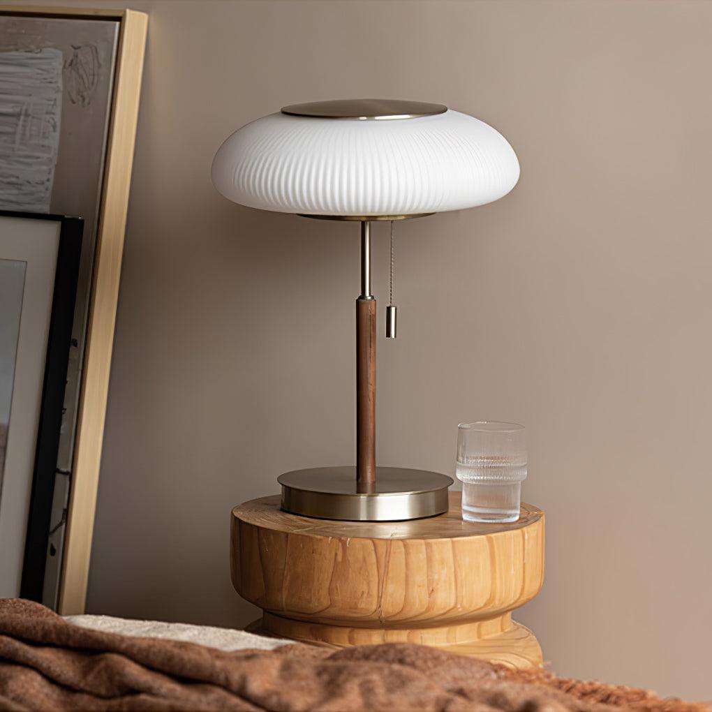 Modern Matsutake Mushroom Task Lamp Elegant Gold and White Glass Table Light for Bedside and Office