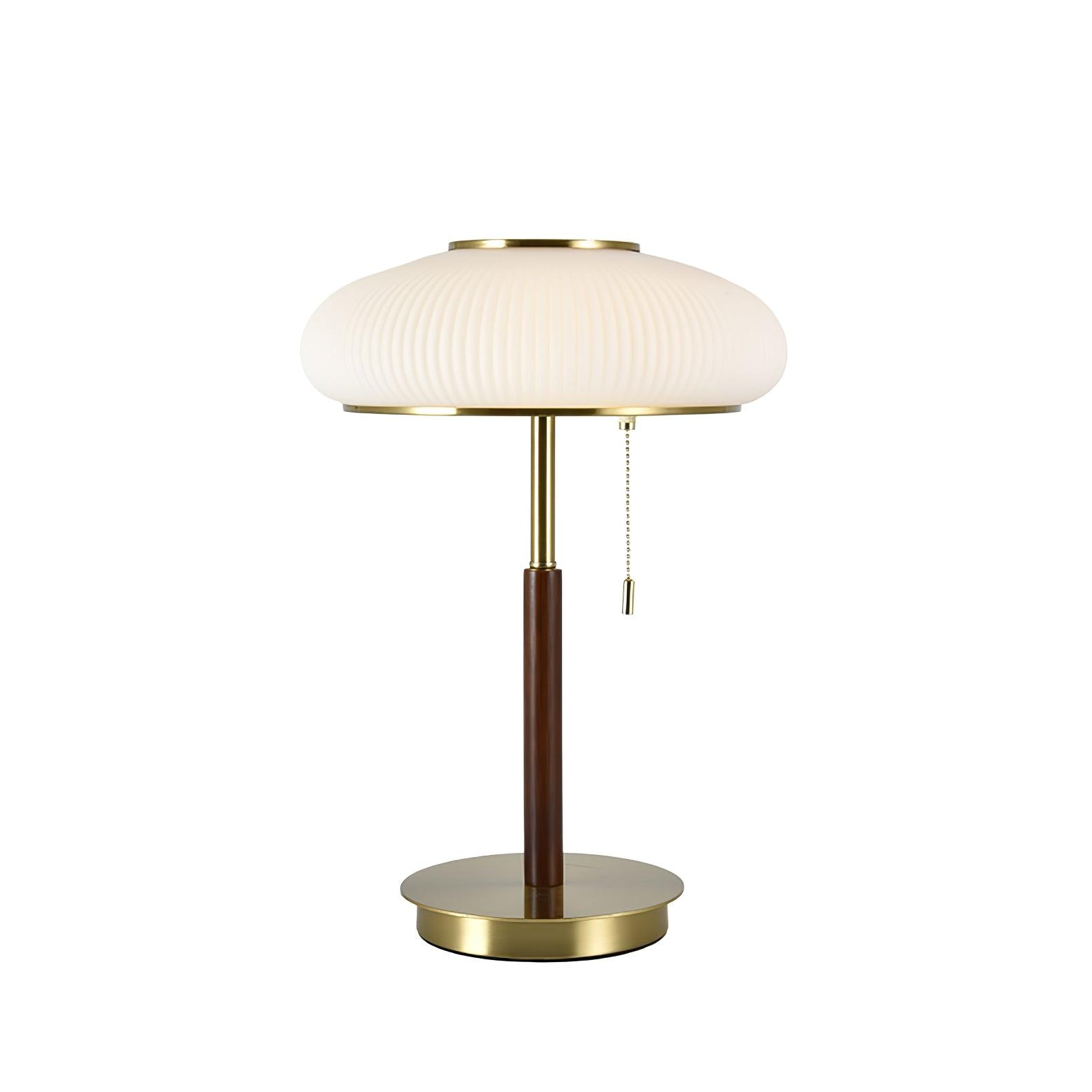 Modern Matsutake Mushroom Task Lamp Elegant Gold and White Glass Table Light for Bedside and Office