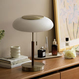 Modern Matsutake Mushroom Task Lamp Elegant Gold and White Glass Table Light for Bedside and Office