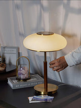 Modern Matsutake Mushroom Task Lamp Elegant Gold and White Glass Table Light for Bedside and Office