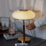 Modern Matsutake Mushroom Task Lamp Elegant Gold and White Glass Table Light for Bedside and Office