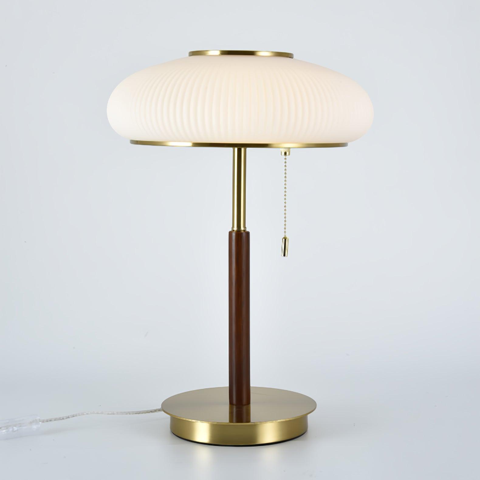 Modern Matsutake Mushroom Task Lamp Elegant Gold and White Glass Table Light for Bedside and Office