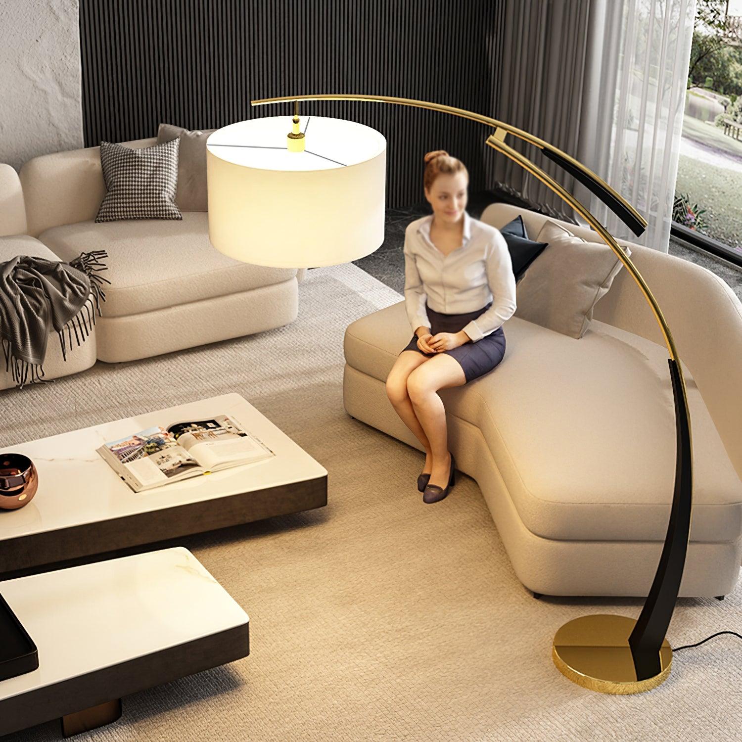 Elegant Arc Floor Lamp Large Curved Standing Light for Sofa and Dining Areas