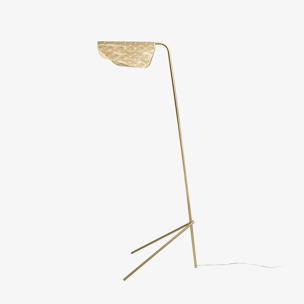 Modern Mediterranea Perforated Gold Metal LED Floor Lamp for Reading and Interior Lighting