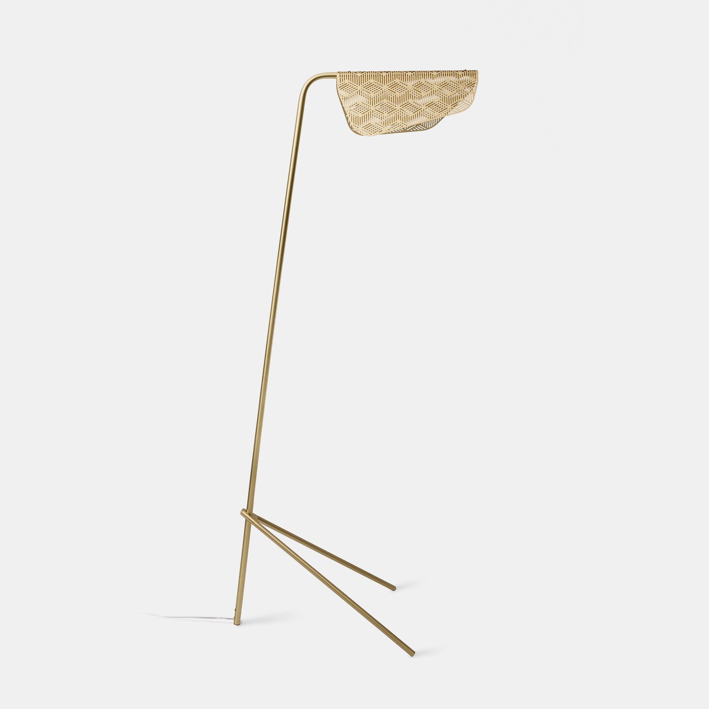 Modern Mediterranea Perforated Gold Metal LED Floor Lamp for Reading and Interior Lighting