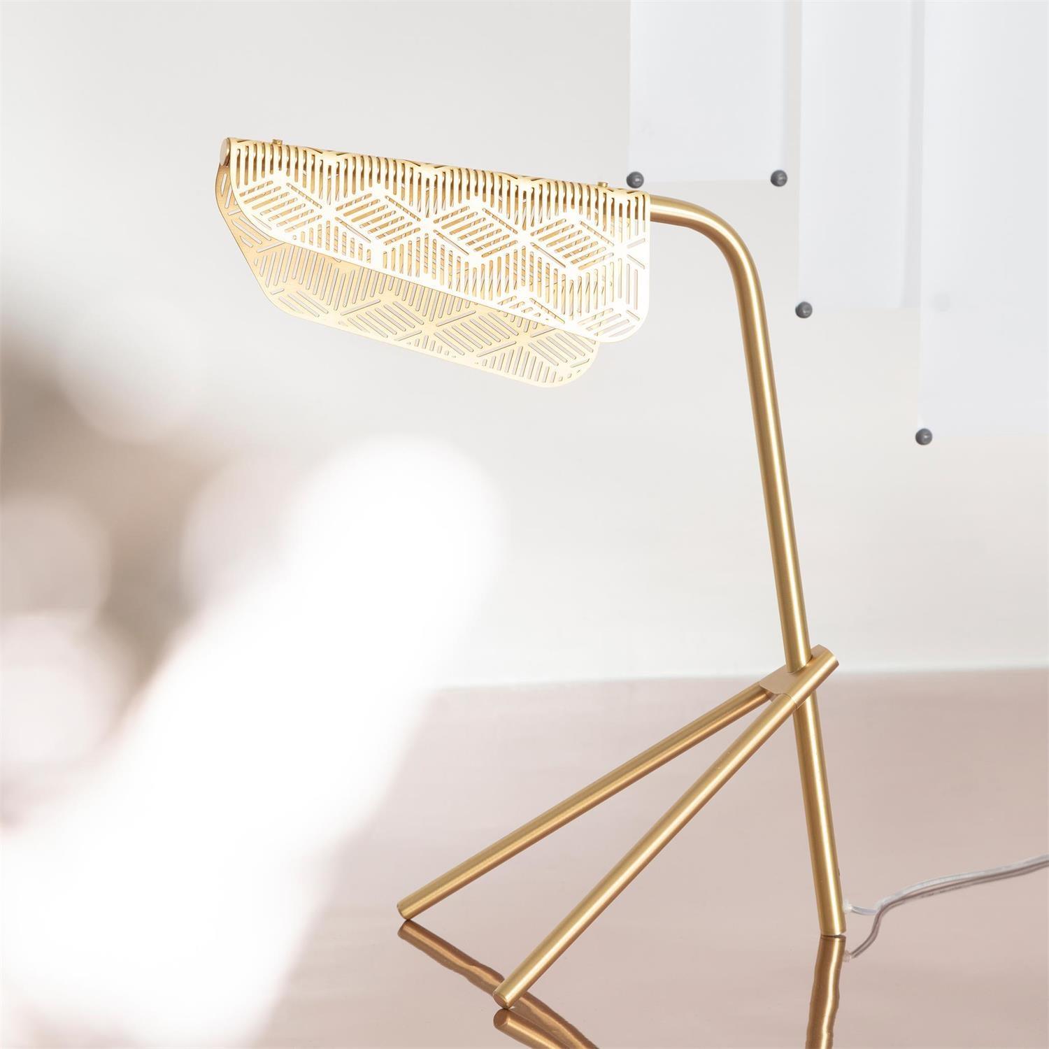 Modern Gold Mediterranea LED Table Lamp Geometric Metal Nightstand Light for Bedroom and Living Room