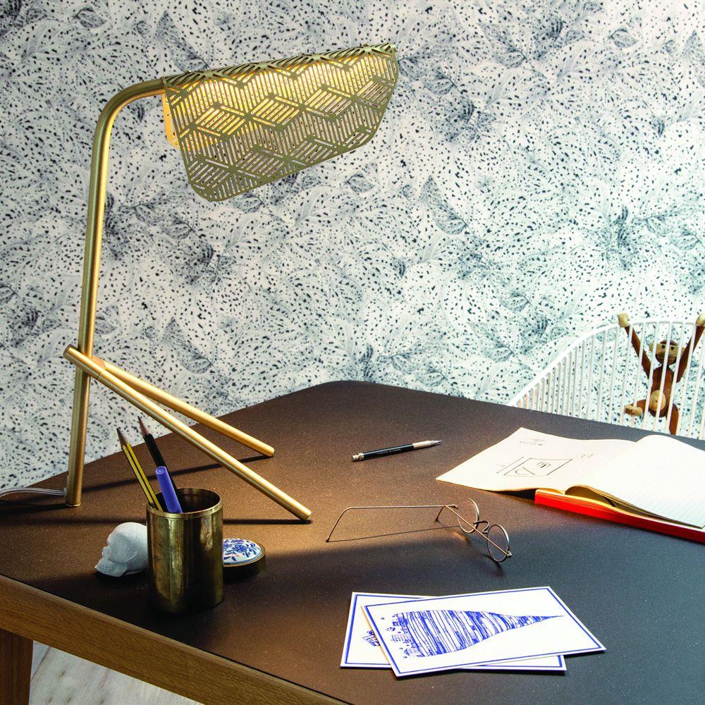 Modern Gold Mediterranea LED Table Lamp Geometric Metal Nightstand Light for Bedroom and Living Room