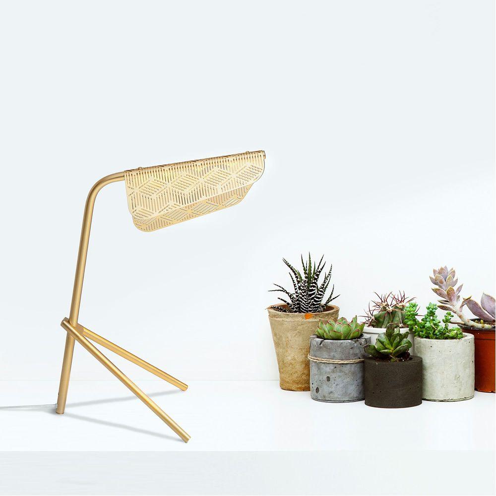 Modern Gold Mediterranea LED Table Lamp Geometric Metal Nightstand Light for Bedroom and Living Room