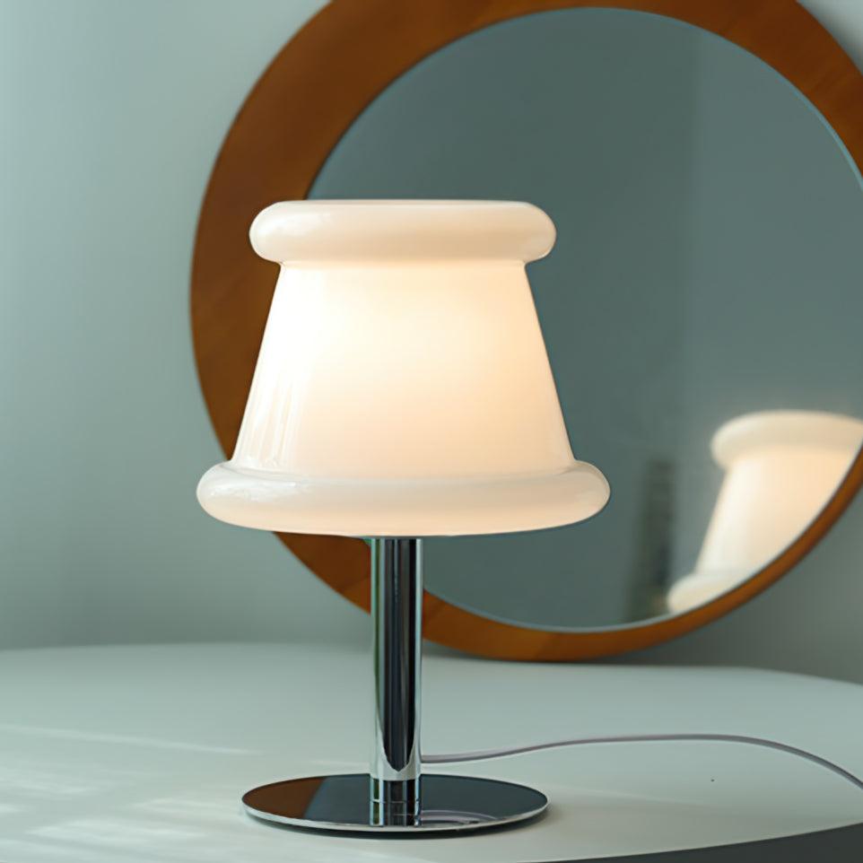 Contemporary Glass Globe Table Lamp with Chrome Base for Living Room and Desk