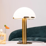 Contemporary Alabaster Stone Table Lamp with Bronze Finish for Luxury Bedroom and Office Lighting