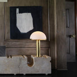 Contemporary Alabaster Stone Table Lamp with Bronze Finish for Luxury Bedroom and Office Lighting