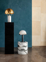 Contemporary Alabaster Stone Table Lamp with Bronze Finish for Luxury Bedroom and Office Lighting