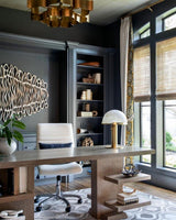 Contemporary Alabaster Stone Table Lamp with Bronze Finish for Luxury Bedroom and Office Lighting