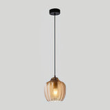 modern-ribbed-glass-pendant-light-with-melon-shade-for-dining-room