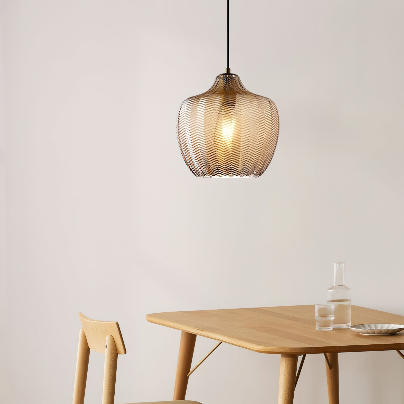 modern-ribbed-glass-pendant-light-with-melon-shade-for-dining-room