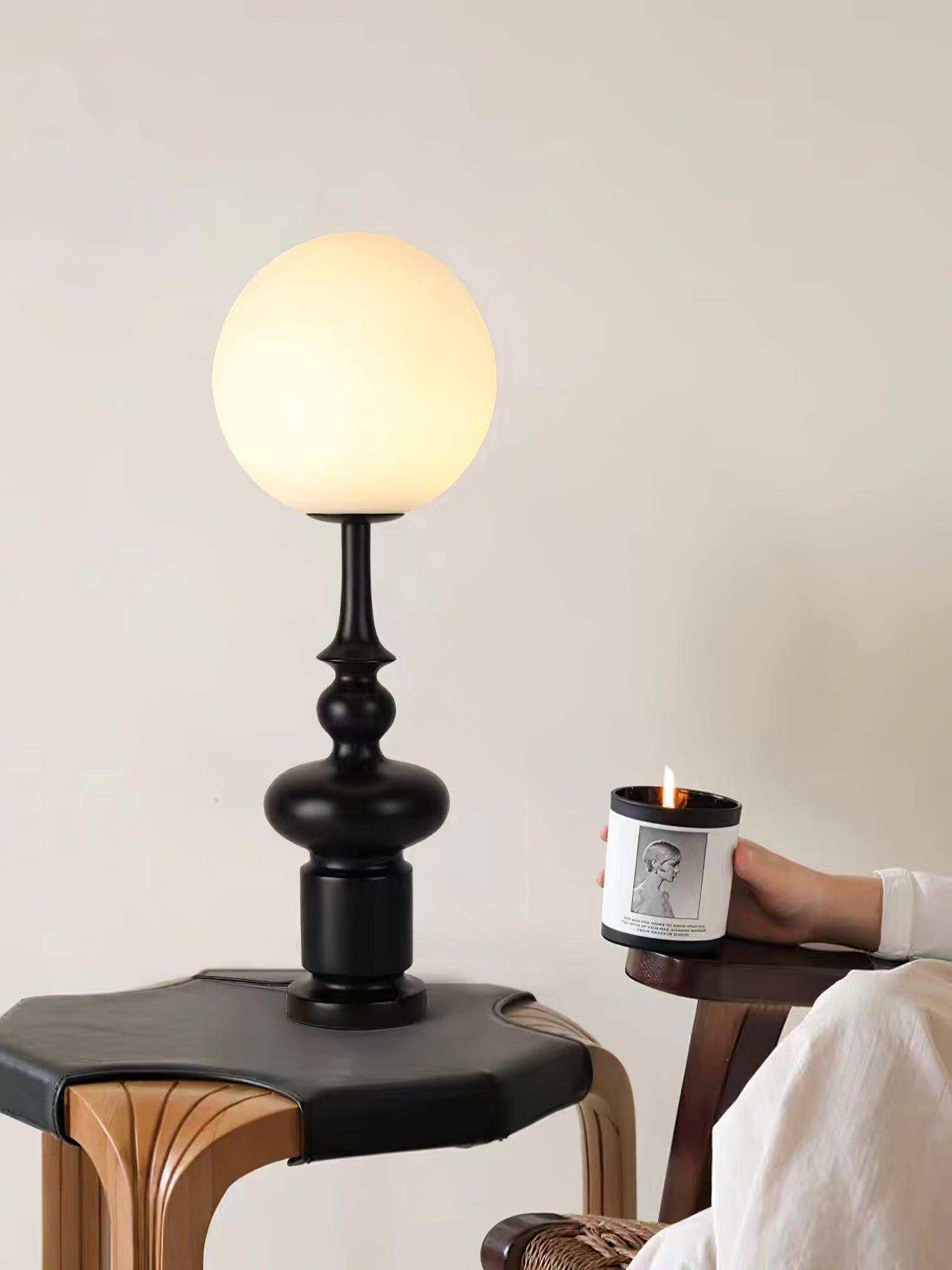 Architectural Roman Column Accent Lamp Elegant Resin and Glass Table Light