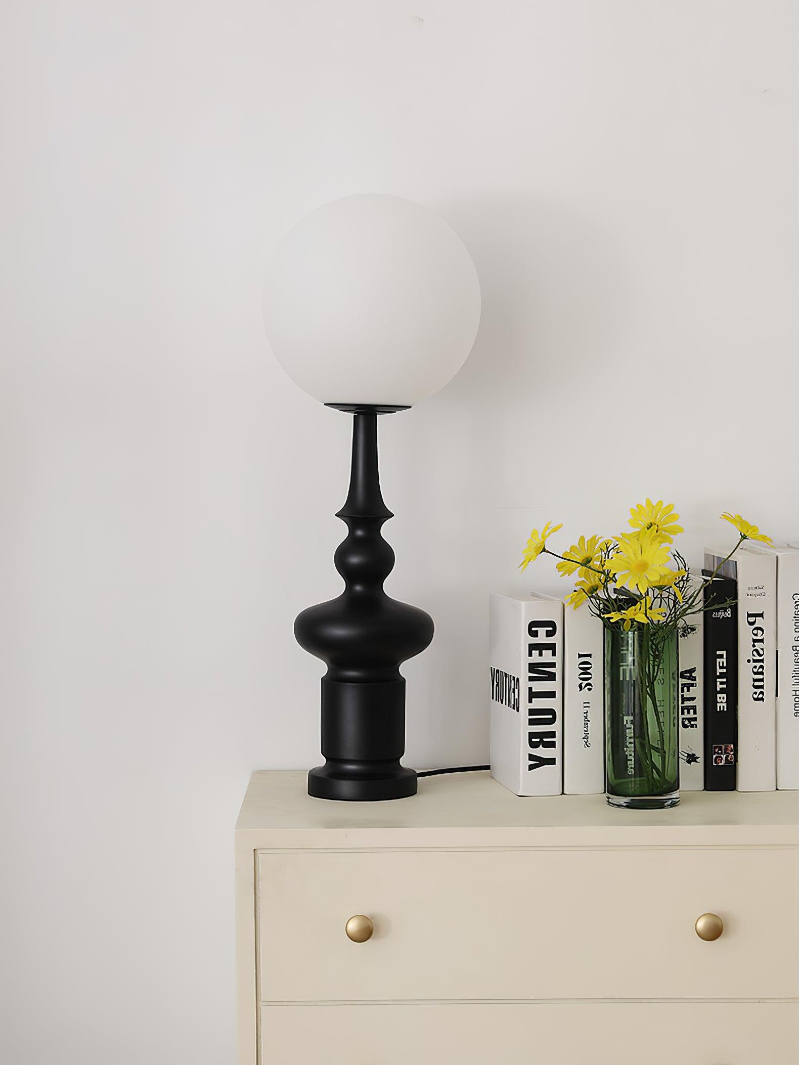Architectural Roman Column Accent Lamp Elegant Resin and Glass Table Light