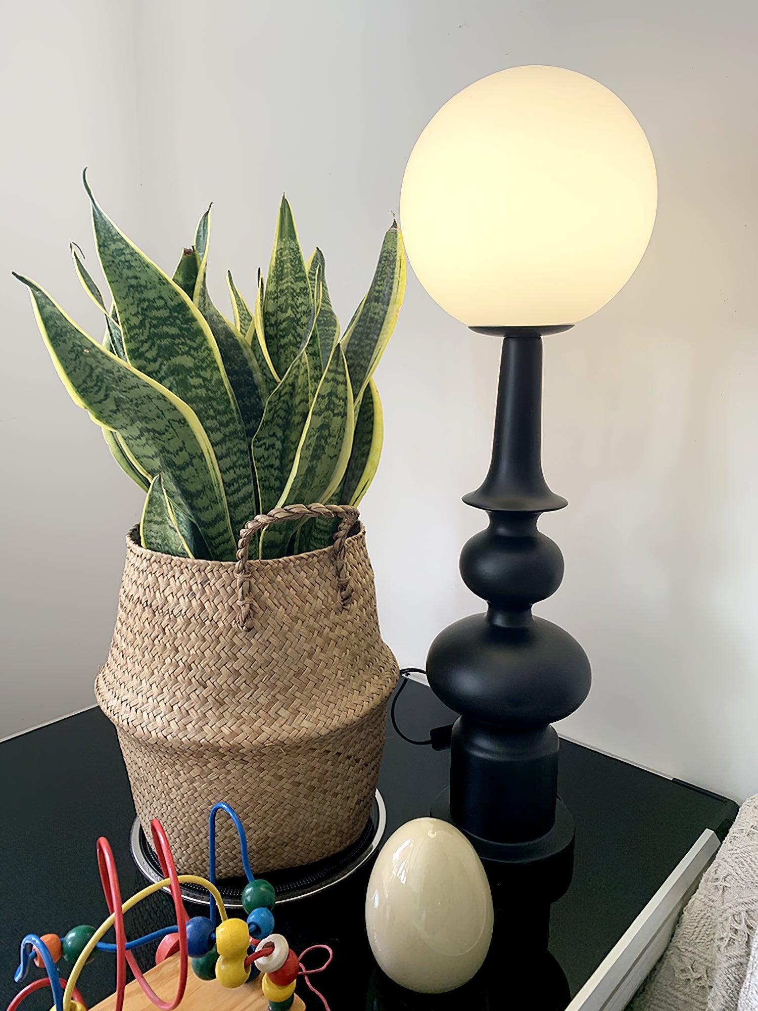 Architectural Roman Column Accent Lamp Elegant Resin and Glass Table Light