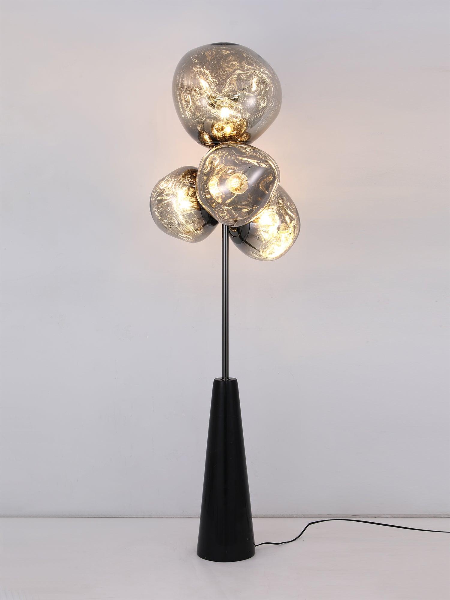 Decorative Melting Glass Column Floor Lamp Standing Light with Marble Base
