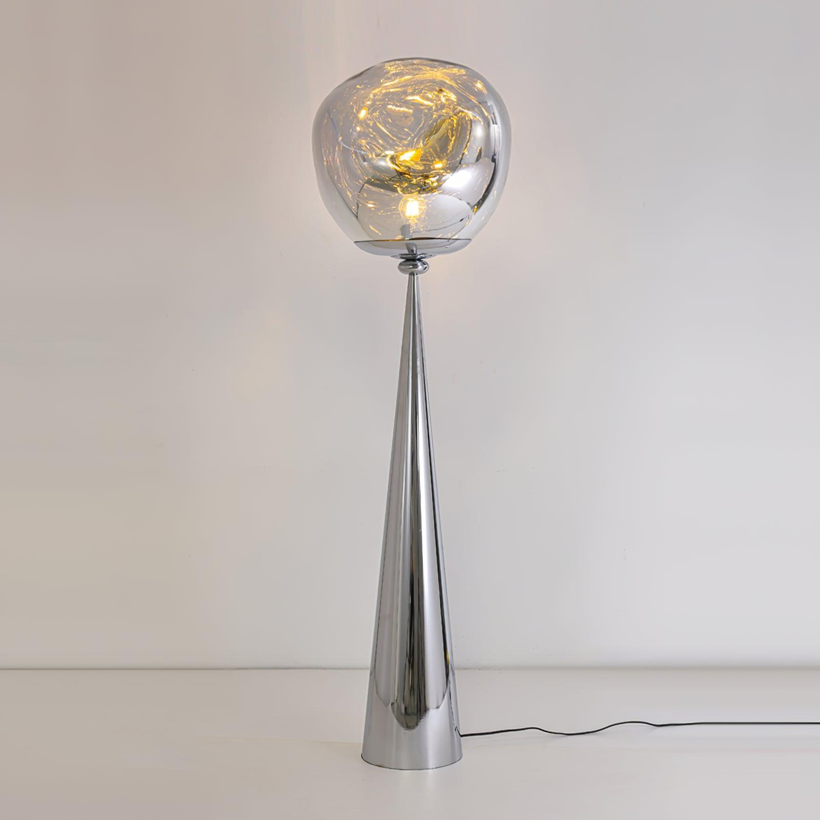 Modern Melt Glass Cone Floor Lamp Tall Decorative Standing Light