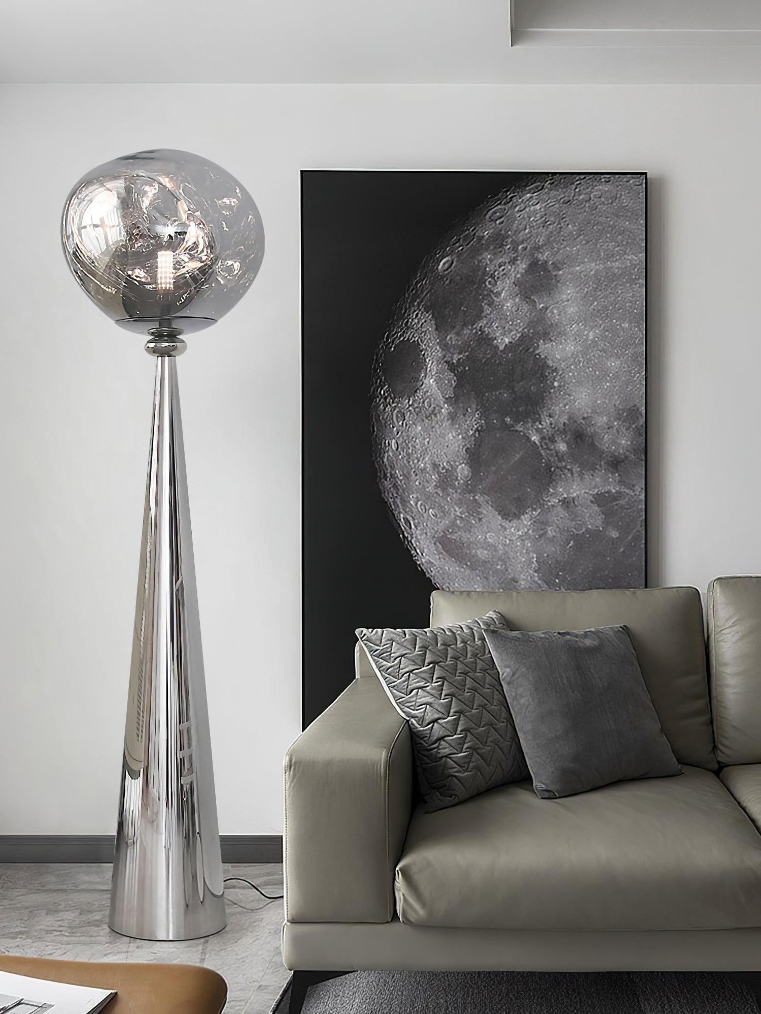Modern Melt Glass Cone Floor Lamp Tall Decorative Standing Light