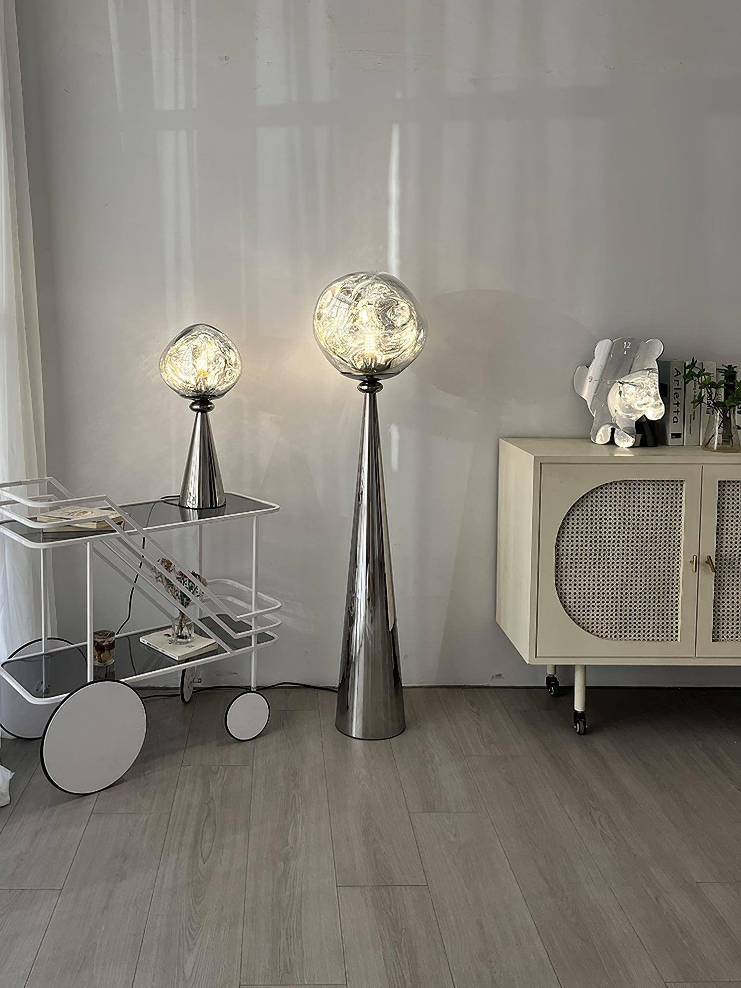 Modern Melt Glass Cone Floor Lamp Tall Decorative Standing Light