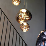 Multi Head Lava Melting Glass Pendant Light Round Ceiling Chandelier for Modern Interiors