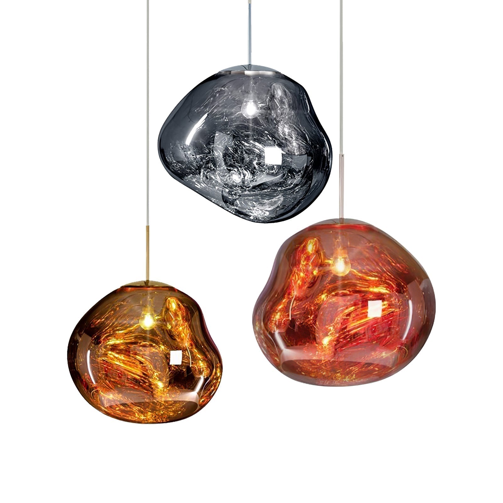 Multi Head Lava Melting Glass Pendant Light Round Ceiling Chandelier for Modern Interiors